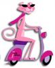 Pink Panther on a Motorcycle