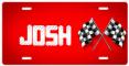 red checker flag license plate-Josh