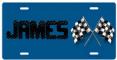 blue checker flag license plate-James