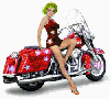 animated color change marilyn monroe on motorbike.