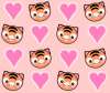 kawaii tigers and hearts pink background