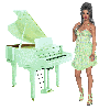 Woman stands on the piano