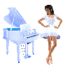 Woman stands on the piano