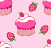 Cupcakes and strawberries background