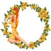Woman sits in the flower wreath