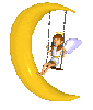 angel swinging on the moon