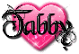 tabby black pink heart
