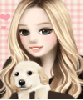 Blonde with puppy