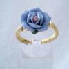 Golden Porcelain Blue Rose Ring