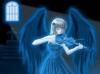 An blue angel girl playing violin