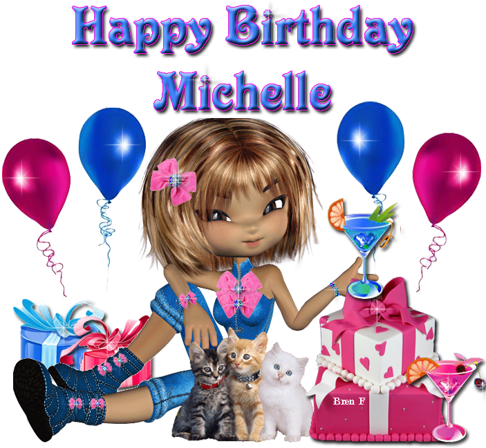 Glitter Text " Personal " Michelle Happy Birthday.