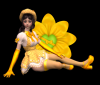 Woman sitting on flower