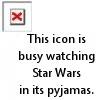 This icon is busy watching star wars in its pyjamas