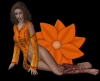 Woman lies on flower