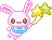 Bunny with star balloons