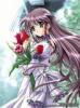 anime girl holding flowers