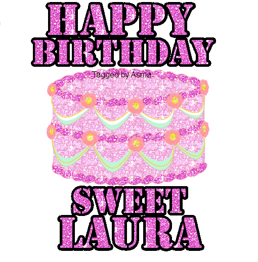 Glitter Text " Personal " happy birthday Laura.