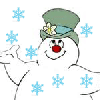 snowman playing snow