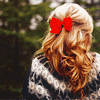girl with red bow