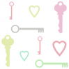 Keys and Hearts Pastel Background