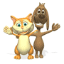 waving cat & dog