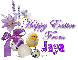 Chick with purple flowers-Jaya