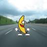 Dancing banana in the middle of the road