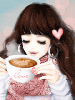 Cute girl drinking latte