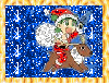 Yotsuba with gun on a reindeer