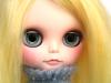 Blonde blythe doll with blue sweater