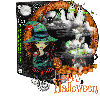Halloween girl with cat