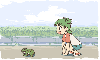 Yotsuba hopping with a frog