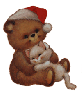 Christmas Bear Cuddling Cat