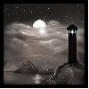 Dark Lighthouse Night Moon