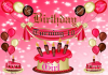 Birthday Girl Turning 10 -balloons and cake background