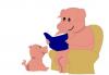 Mama Pig Reading to Lil Piggy