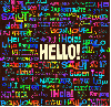 Hello! multi language multi colour background
