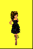 Brunette doll in a black dress