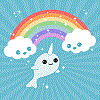 Cute narwhal with kawaii clouds