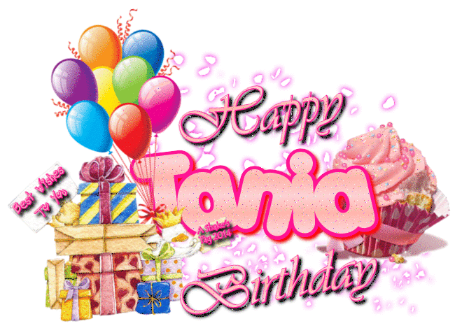 Glitter Text " Personal " Happy Birthday Tania.