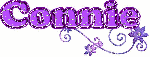 Connie, purple glitter text