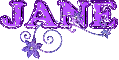 Jane- Purple Glitter text