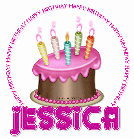 Glitter Text " Personal " Happy Birthday Jessica.