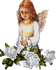 angel with candles and flowers