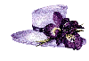 iris flower and purple hat