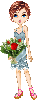 gilr with bouquet