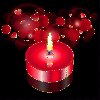 Red candle and hearts