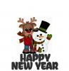 REINDEER & SNOWMAN SAYING "Happy New Year"