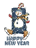 Glittered Snowman saying "HAPPY NEW YEAR"