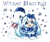 SNOWING ON AN ANIME GIRL & SNOWMAN.. SAYING " WINTER BLESSINGS"